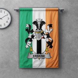ScotsTee Shop Irish Erskine Clan Coat of Arms Irish Tartan Gonfalon Flag