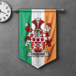ScotsTee Shop Irish Finucane or McFinucane Clan Coat of Arms Irish Tartan Gonfalon Flag