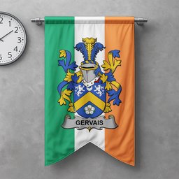 ScotsTee Shop Irish Gervais Clan Coat of Arms Irish Tartan Gonfalon Flag