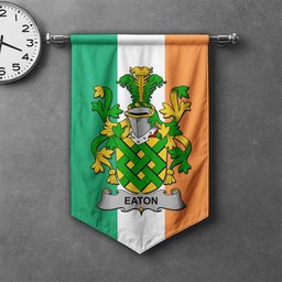 ScotsTee Shop Irish Eaton Clan Coat of Arms Irish Tartan Gonfalon Flag