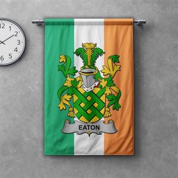 ScotsTee Shop Irish Eaton Clan Coat of Arms Irish Tartan Gonfalon Flag