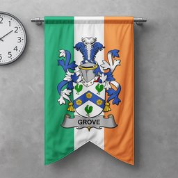 ScotsTee Shop Irish Grove Clan Coat of Arms Irish Tartan Gonfalon Flag