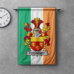 ScotsTee Shop Irish Fitz-Henry Clan Coat of Arms Irish Tartan Gonfalon Flag
