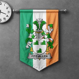 ScotsTee Shop Irish Fitz-Allen Clan Coat of Arms Irish Tartan Gonfalon Flag