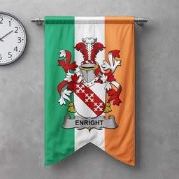 ScotsTee Shop Irish Enright Clan Coat of Arms Irish Tartan Gonfalon Flag