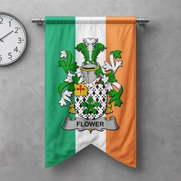 ScotsTee Shop Irish Flower Clan Coat of Arms Irish Tartan Gonfalon Flag