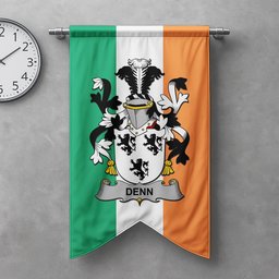 ScotsTee Shop Irish Denn Clan Coat of Arms Irish Tartan Gonfalon Flag