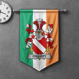 ScotsTee Shop Irish Folliott Clan Coat of Arms Irish Tartan Gonfalon Flag