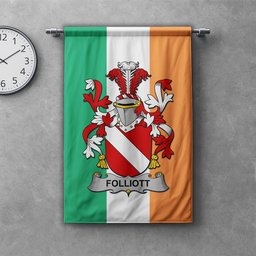 ScotsTee Shop Irish Folliott Clan Coat of Arms Irish Tartan Gonfalon Flag
