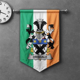 ScotsTee Shop Irish Drisdale Clan Coat of Arms Irish Tartan Gonfalon Flag