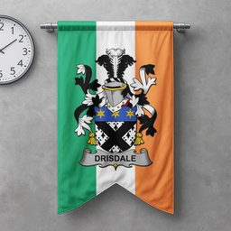ScotsTee Shop Irish Drisdale Clan Coat of Arms Irish Tartan Gonfalon Flag
