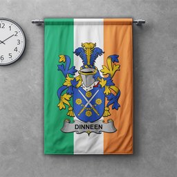 ScotsTee Shop Irish Dinneen or O'Dinneen Clan Coat of Arms Irish Tartan Gonfalon Flag