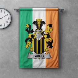 ScotsTee Shop Irish Farley or O'Farley Clan Coat of Arms Irish Tartan Gonfalon Flag