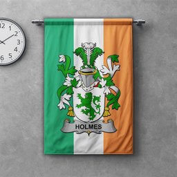 ScotsTee Shop Irish Holmes Clan Coat of Arms Irish Tartan Gonfalon Flag