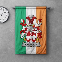 ScotsTee Shop Irish Kavanagh or Cavanagh Clan Coat of Arms Irish Tartan Gonfalon Flag
