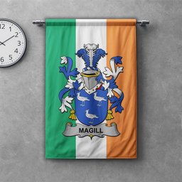 ScotsTee Shop Irish Magill Clan Coat of Arms Irish Tartan Gonfalon Flag