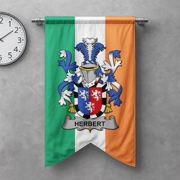 ScotsTee Shop Irish Herbert Clan Coat of Arms Irish Tartan Gonfalon Flag