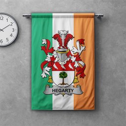ScotsTee Shop Irish Hegarty or O'Hagerty Clan Coat of Arms Irish Tartan Gonfalon Flag