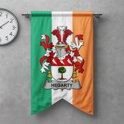 ScotsTee Shop Irish Hegarty or O'Hagerty Clan Coat of Arms Irish Tartan Gonfalon Flag