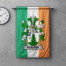 ScotsTee Shop Irish McAlpine or MacAlpin Clan Coat of Arms Irish Tartan Gonfalon Flag