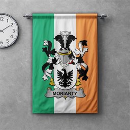 ScotsTee Shop Irish Moriarty or O'Moriarty Clan Coat of Arms Irish Tartan Gonfalon Flag