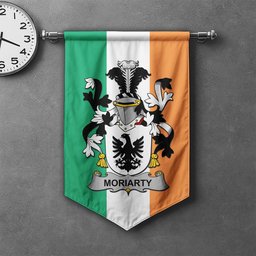 ScotsTee Shop Irish Moriarty or O'Moriarty Clan Coat of Arms Irish Tartan Gonfalon Flag