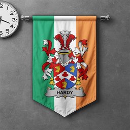 ScotsTee Shop Irish Hardy Clan Coat of Arms Irish Tartan Gonfalon Flag