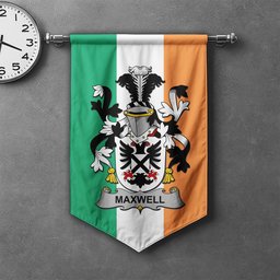 ScotsTee Shop Irish Maxwell Clan Coat of Arms Irish Tartan Gonfalon Flag