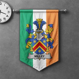 ScotsTee Shop Irish Milley or O'Millea Clan Coat of Arms Irish Tartan Gonfalon Flag