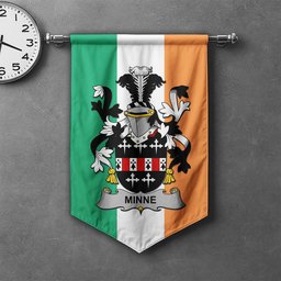 ScotsTee Shop Irish Minne Clan Coat of Arms Irish Tartan Gonfalon Flag