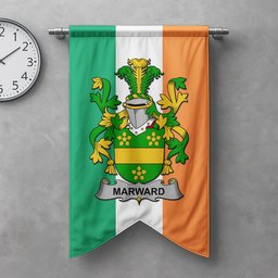 ScotsTee Shop Irish Marward Clan Coat of Arms Irish Tartan Gonfalon Flag