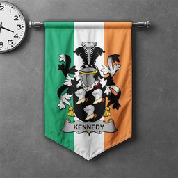 ScotsTee Shop Irish Kennedy or O'Kennedy Clan Coat of Arms Irish Tartan Gonfalon Flag