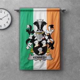 ScotsTee Shop Irish Kennedy or O'Kennedy Clan Coat of Arms Irish Tartan Gonfalon Flag