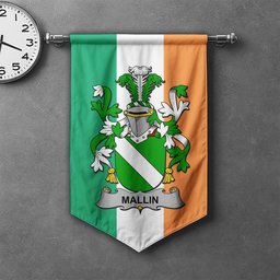 ScotsTee Shop Irish Mallin or O'Mallan Clan Coat of Arms Irish Tartan Gonfalon Flag