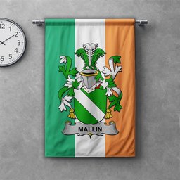 ScotsTee Shop Irish Mallin or O'Mallan Clan Coat of Arms Irish Tartan Gonfalon Flag