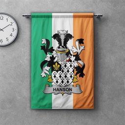 ScotsTee Shop Irish Hanson or O'Hanson Clan Coat of Arms Irish Tartan Gonfalon Flag