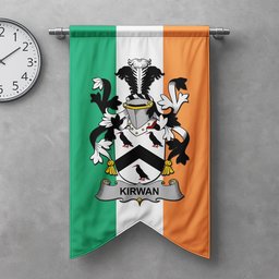 ScotsTee Shop Irish Kirwan or O'Kerwin Clan Coat of Arms Irish Tartan Gonfalon Flag