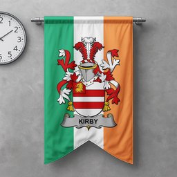 ScotsTee Shop Irish Kirby or O'Kirby Clan Coat of Arms Irish Tartan Gonfalon Flag
