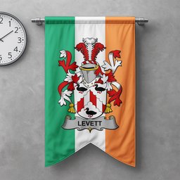 ScotsTee Shop Irish Levett or Lyvett Clan Coat of Arms Irish Tartan Gonfalon Flag