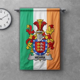 ScotsTee Shop Irish Meara or O'Mara Clan Coat of Arms Irish Tartan Gonfalon Flag
