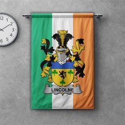 ScotsTee Shop Irish Lincolne Clan Coat of Arms Irish Tartan Gonfalon Flag