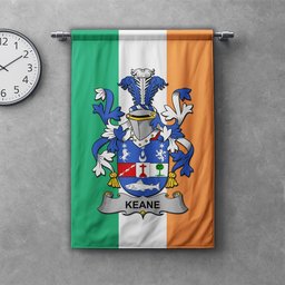 ScotsTee Shop Irish Keane or O'Cahan Clan Coat of Arms Irish Tartan Gonfalon Flag