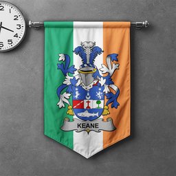 ScotsTee Shop Irish Keane or O'Cahan Clan Coat of Arms Irish Tartan Gonfalon Flag