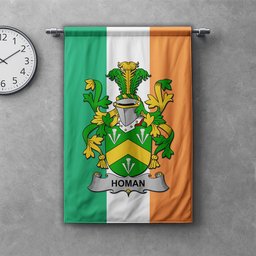 ScotsTee Shop Irish Homan or Howman Clan Coat of Arms Irish Tartan Gonfalon Flag