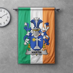 ScotsTee Shop Irish Martin Clan Coat of Arms Irish Tartan Gonfalon Flag