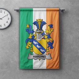 ScotsTee Shop Irish Harding Clan Coat of Arms Irish Tartan Gonfalon Flag