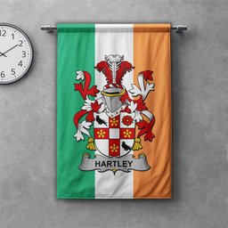 ScotsTee Shop Irish Hartley or O'Hartley Clan Coat of Arms Irish Tartan Gonfalon Flag