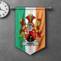 ScotsTee Shop Irish Keyes Clan Coat of Arms Irish Tartan Gonfalon Flag