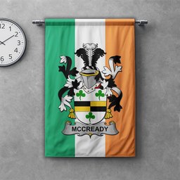 ScotsTee Shop Irish McCready or McCreadie Clan Coat of Arms Irish Tartan Gonfalon Flag