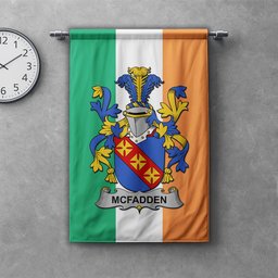 ScotsTee Shop Irish McFadden or McFadyen Clan Coat of Arms Irish Tartan Gonfalon Flag